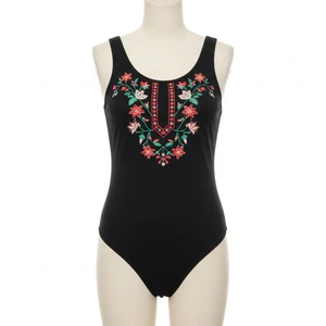 Body de Mujer Bordado a Mano, Tela de Algodón Ecológica, Transpirable, Informal de Primavera, Uso Diario, Ropa Sostenible al por Mayor - Product Image 1