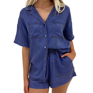 Conjunto de Chaqueta Corta y Pantalones Cortos de Mezclilla para Mujer, Estilo Veraniego, Conjunto de 2 Piezas de Mezclilla, Atuendo Informal para Mujer, Conjunto de Mezclilla 2026 - Product Image 1