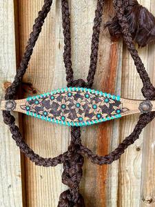 Licol en cuir pour l'entraînement des chevaux, cuir travaillé à la main, licol et longe en corde de nylon de designer à prix avantageux - Product Image 3