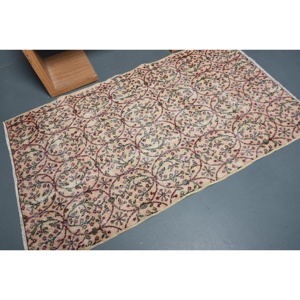 พรมวินเทจสไตล์ตุรกี ขนาด 3.8x6.4 ฟุต สีแดงลายตาราง ทำจากขนสัตว์ - Product Image 2