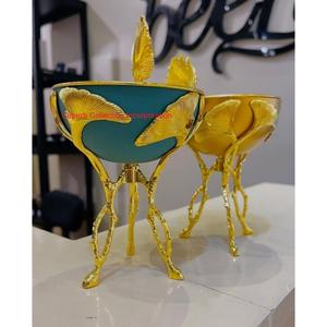 กระถางธูปทองเหลืองหรูหราพร้อมชามเซรามิกสีเขียวสำหรับตกแต่งบ้านและโรงแรมขายส่ง - Product Image 2