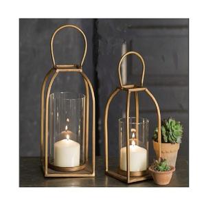 Juego de 2 faroles de metal y vidrio con farol de calidad premium, farol de tamaño y forma personalizados para decoración del hogar - Product Image 1