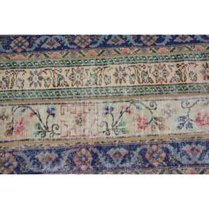 Vintage 2.4 X 7.5ft Turkish Rug Beige Black Classic Large Area Rectangle Wool Latex Backing Abstract Patchwork for Hallway Room - Product Image 5