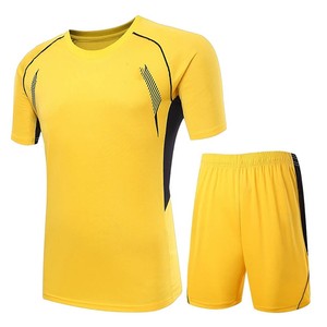 Uniformes de football jaune bleu col en V nom de l'équipe personnalisé OEM redressement rapide best-seller uniformes de football pour adultes à mettre Logo - Product Image 3