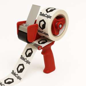 Dispensador manual de cinta adhesiva con corte y freno (50 mm) Incluye 2 rollos de marcadores permanentes y cinta gruesa de cierre para cajas - Product Image 1