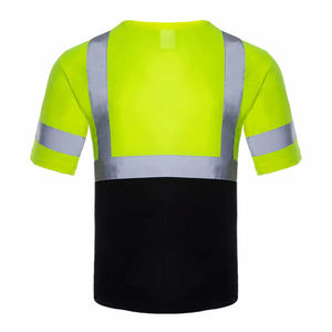 OEM rayas reflectantes Hi Vis ropa de trabajo construcción Hi Vis seguridad trabajo manga corta Camiseta reflectante al aire libre camisa para la venta - Product Image 3