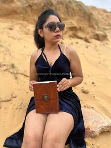 New Real Hand Tooled Leather Thread Secure Journal With Semi Precious Stone Boho Traditional Vintage Leather <b>Lock</b> <b>Travel</b> Journal - Product Image 3