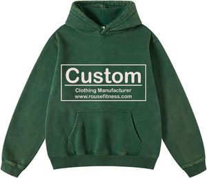 Sudadera con capucha con cremallera y lavado ácido Vintage personalizado de peso pesado para mujer, Jersey desgastado de gran tamaño con bolsillo, ropa de calle de lana lisa en blanco - Product Image 1