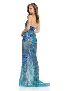 V-Neck Waist with Symmetric Design Anti-Static Party <b>Cocktail</b> Clothing with Side Slit Maxi Length A-Line Beaded Front <b>Dress</b> - Product Image 4