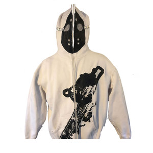 Sudadera con capucha polar de invierno de manga larga con cremallera de cara completa patrón sólido de diamantes de imitación poliéster/algodón en línea superventas - Product Image 1