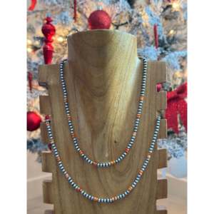 Collier ethnique Navajo avec coquille d'ormeau rouge/orange, en argent sterling plaqué or et diamant, pour mariages ou cadeaux - Product Image 1