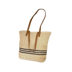 <b>Boho</b> Artistic Straw Purse <b>Bag</b> with Vegan Leather Strap Zipper Hand Woven Crochet Macrame Beach <b>Bags</b> - Product Image 1
