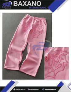 กางเกงขายาวทรงหลวมเอวยางยืดทรงโอเวอร์ไซส์กางเกงวิ่งปักลาย - Product Image 6