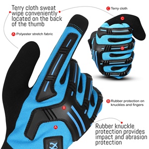 Guantes DE TRABAJO mecánicos de alta calidad Montaje acolchado suave Buen agarre Alta seguridad Transpirable Antideslizante Hecho Textura de grano de poliéster - Product Image 3