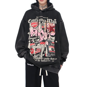 Sweat à capuche d'hiver vintage délavé, effet 3D en relief, surdimensionné, en molleton, fermeture éclair longue, délavé, uni, style streetwear, étiquette privée personnalisée - Product Image 1