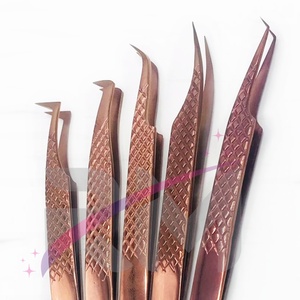 RMI Top Produit En Acier Inoxydable Diamant Grip Extension De Cils Pince À Épiler Matériel De Haute Qualité Meilleure Qualité Or Rose Plasma Couleur - Product Image 2