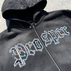 Traje de sudor personalizado 100% algodón francés Terry serigrafiado con capucha y pantalones de chándal conjunto parche desgastado lavado ácido chándales para hombres - Product Image 4