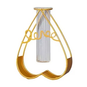 Juego de 2 Macetas de Tubo de Ensayo de Metal Dorado y Vidrio para Decoración del Hogar y la Oficina - Product Image 6