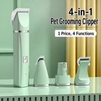 Tondeuse Électrique Professionnelle pour Animaux de Compagnie, 4-en-1, Lame Céramique ABS, Faible Bruit, Rechargeable USB, pour Chiens et Chats