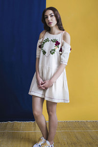 Tunique de luxe à manches brodées pour femmes, vêtement en coton modeste - Product Image 3