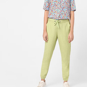 Material de algodón puro logotipo personalizado impreso Color sólido mujeres Jogging pantalones Top artículo de moda Pantalones frescos para mujer - Product Image 4