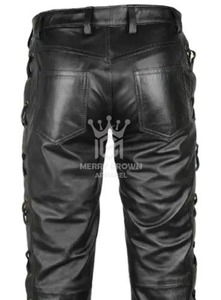 Best Quality Men's Genuine Leather Canvas Straight Pants-Lightweight Eco-Friendly Waterproof Breathable High Street Style - Product Image 2