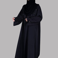 Nouvelle Robe Abaya Islamique Modeste Droite pour Femmes Musulmanes, Formelle, Manches Longues, 100% Soie Mousseline, Maxi, Taille Naturelle, Boutons, Col en V