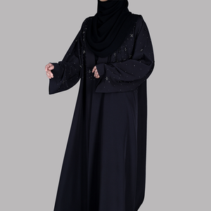 New Modest Straight Islamic Clothing Muslim Women Long Sleeve Abaya Black Color 100% <b>Silk</b> Chiffon <b>Maxi</b> <b>Dress</b> Hot Selling Cheap - Product Image 5