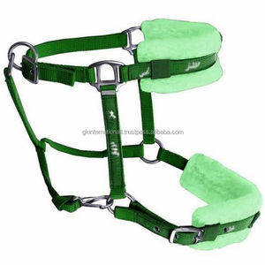 Soft Mink Fleece Padded Nylon Horse <b>Halter</b> in Many Vibrant Colors with Horse Design Ribbon Overlay & Nickel Plated Hardware - Product Image 3