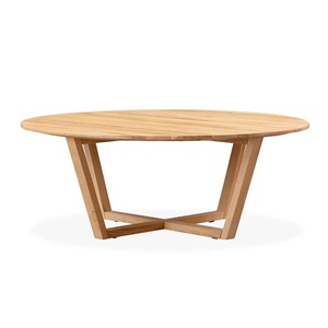 Table à manger ronde Kiky en cadre en bois de teck massif de couleur naturelle pour une utilisation intérieure et extérieure - Product Image 2