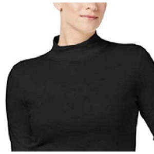Maglia da donna in cotone con collo alto Charter Club, nera, taglia media - Product Image 2