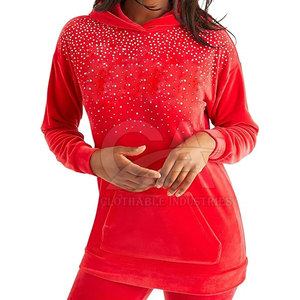 เสื้อฮู้ดดี้หรูหราประดับเพชรเทียม ดีไซน์กลิตเตอร์สั่งทำพิเศษสำหรับผู้หญิง ผู้จำหน่ายเสื้อผ้าสตรีทแวร์ ขายออนไลน์ รับทำโลโก้ตามสั่ง - Product Image 1