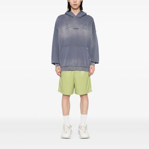 Sudadera con capucha de algodón lavado vintage con textura de Jersey de peso pesado de gran tamaño con parches y eslogan personalizado OEM para hombre - Product Image 6