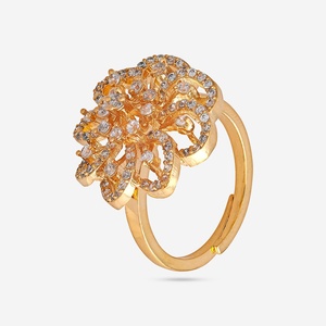 Bague de doigt tendance en zircon 185589, micro-pavé incrusté, plaqué or et rhodium, style moderne, bijoux chrétiens en alliage 18K - Product Image 1