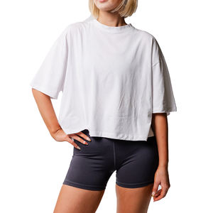 T-shirts de culture surdimensionnés personnalisés Offre Spéciale pour les femmes Gym unie respirante et vêtements décontractés pour l'été - Product Image 1