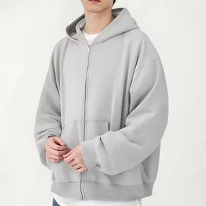 <b>Mens</b> Hoodies High Quality Custom Boxy Zip up Oversized Sweatshirt with Pocket Boxy <b>Cropped</b> Hoodie <b>Men</b> - Product Image 4
