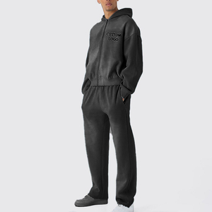 Customized Cotton Baggy Oversized <b>Hoodie</b> Set High Quality Streetwear Men's 2-piece Sweatpants Set - Product Image 2