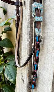 Venta al por mayor Tooled Headstall Horse Breast Collar Western Bridle Sets Printed Leather Breast Collar and Bridle Marca CEVALBRIDO - Product Image 5