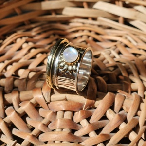 Silver <b>Spinner</b> <b>Ring</b> Moonstone Gemstone Jewelry for <b>Women</b> & Men for Engagement Party Wedding or Christmas - Product Image 2