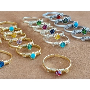 Vibrant Stone Fashion <b>Rings</b> Gold and Silver Plated Wire Wrap for Resale Boutiques - Product Image 1