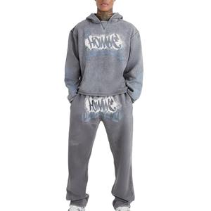 Nouvelle conception, coupe classique, survêtement d'hiver à capuche pour homme, streetwear décontracté, prix de gros, ensemble de survêtement unisexe, impression gonflée - Product Image 1