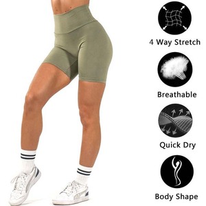 Pantalones cortos de buena calidad para correr para mujer, Shorts de cintura alta personalizados para gimnasio, cordón de Fitness, diferentes colores, licra, poliéster, 2023 - Product Image 6