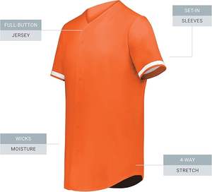 Jersey de béisbol Ropa deportiva Cortador para hombres + Jersey de béisbol con botón completo Secado rápido Transpirable Hecho en Pakistán - Product Image 5