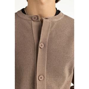 Suéter de Punto Combinado para Hombre, Corte Regular, con Capucha y Cierre de Cremallera, Color Beige, Ropa Casual para Invierno - Product Image 4