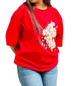 Camiseta Nueva, Elegante y Moderna de Alta Calidad para Mujer, Holgada, con Hombros Caídos, Cuello Redondo, Diseño Personalizado, 100% Algodón, Precio Económico al por Mayor - Product Image 6