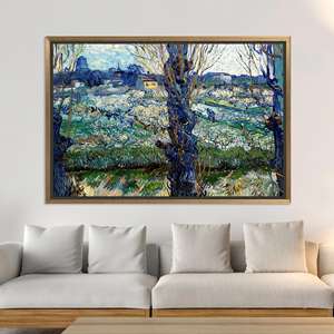 Arte impreso en lienzo: decoración floral 'Vista de Arles' de Van Gogh, lienzo con marco dorado - Product Image 1