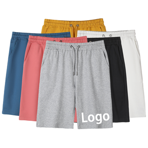 Vente en gros de vêtements d'été gris vierge Cargo 100% coton éponge français Short de plage uni pour hommes - Product Image 1