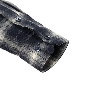 Camisa de franela OEM/OEM para hombre, Camisa de franela de manga larga de algodón 100% de talla grande con logotipo bordado estampado personalizado para hombre - Product Image 3