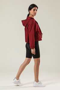 High Demand <b>Burgundy</b> Women's UV Protection Full Zip Ruched <b>Hoodie</b> Anti-Wrinkle & Breathable Hoodies For Woman Gym Zip Up <b>Hoodie</b> - Product Image 3