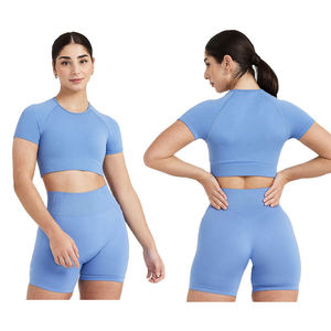 Conjunto deportivo de cintura alta a prueba de golpes para correr de secado rápido para mujer ropa de gimnasio de Fitness al aire libre - Product Image 3